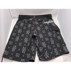Quiksilver Black Gray Patterned Board Shorts Men's Surf Swim Trunks